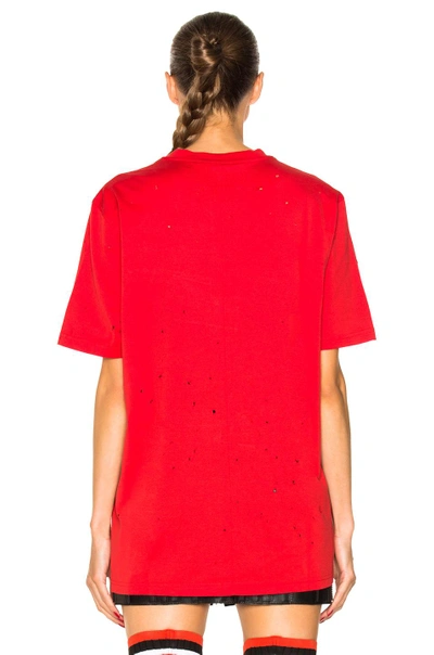 Shop Givenchy Destroyed Logo Tee In Red
