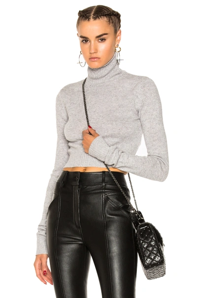 Faith Connexion Cropped Turtleneck Jumper In Grey