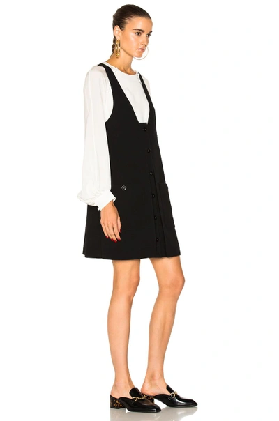 Shop Chloé Wool Crepe Button Front Dress In Black