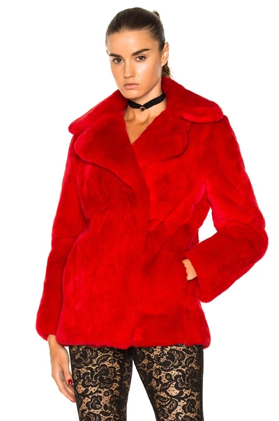 Shop Alberta Ferretti Saturday Rabbit Fur Coat In Red