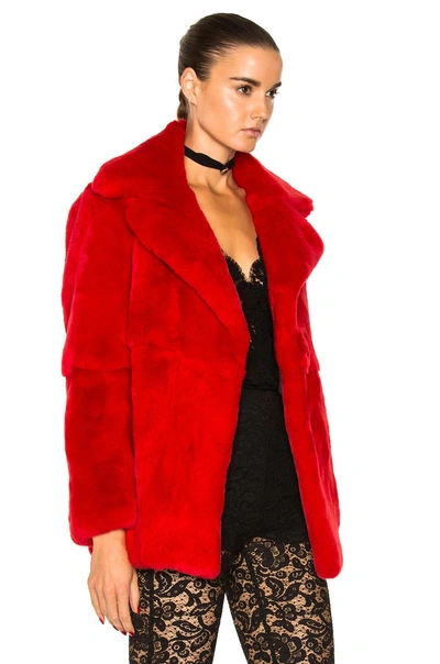 Shop Alberta Ferretti Saturday Rabbit Fur Coat In Red