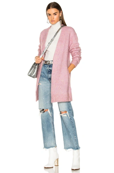 Shop Acne Studios Raya Short Mohair Cardigan In Dusty Pink