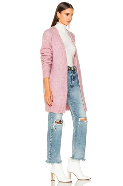Shop Acne Studios Raya Short Mohair Cardigan In Dusty Pink