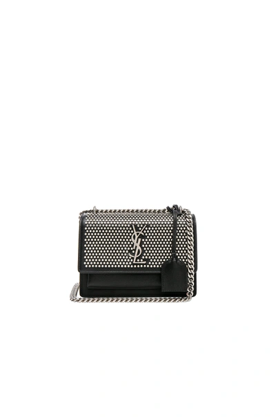 Shop Saint Laurent Small Studded Monogramme Sunset Chain Bag In Black
