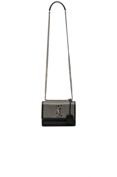 Shop Saint Laurent Small Studded Monogramme Sunset Chain Bag In Black