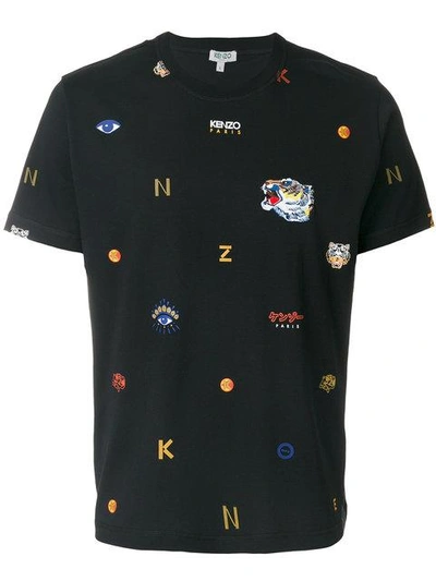 Kenzo Printed Cotton T-shirt In Black