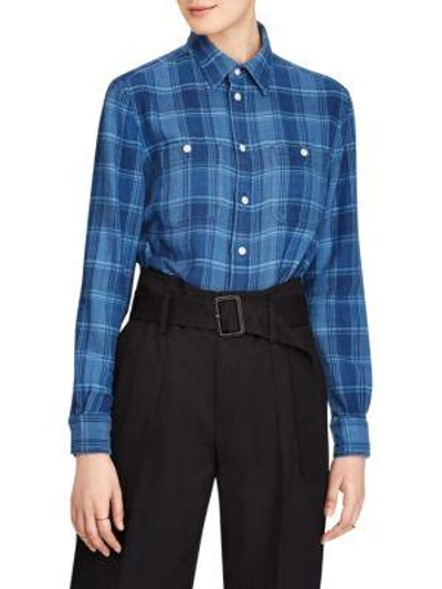 Polo Ralph Lauren Relaxed-fit Plaid Twill Cotton Shirt In Indigo