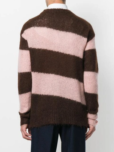 Shop Marni Diagonal Striped Sweater - Brown