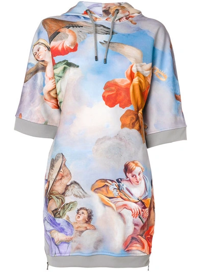 Moschino Renaissance Scene Hoodie Dress In Sky Blue