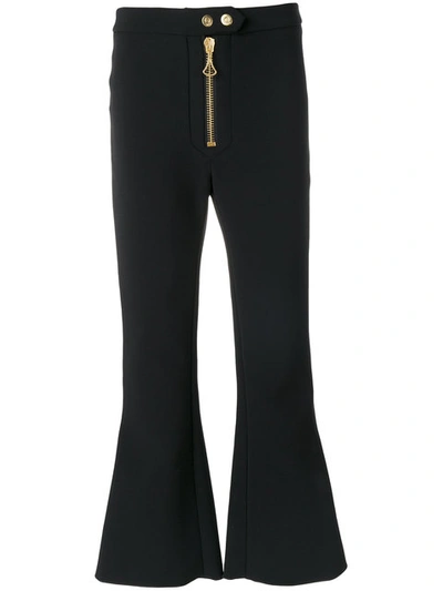Ellery Zipped Cropped Flared Trousers In Black