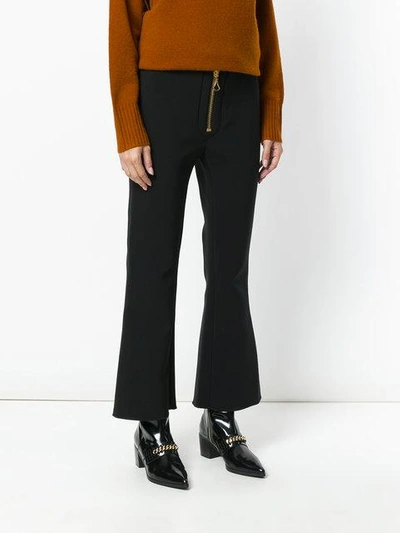Shop Ellery Zipped Cropped Flared Trousers In Black