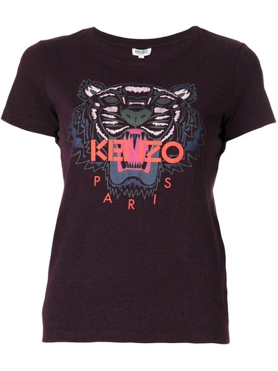 Kenzo Printed Cotton T-shirt In Purple