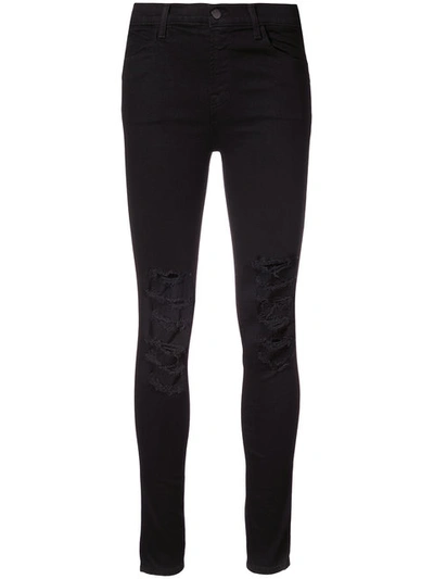 J Brand Distressed Skinny Jeans In Black