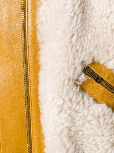 Shop Chloé Zipped Shearling Jacket In Nude & Neutrals