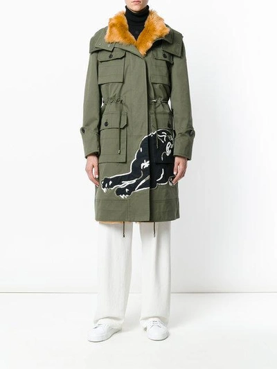 Shop Valentino Panther Patch Hooded Jacket