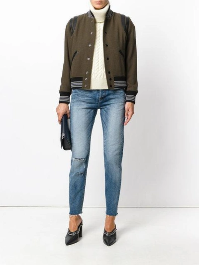 Shop Saint Laurent Classic Teddy Jacket - Green