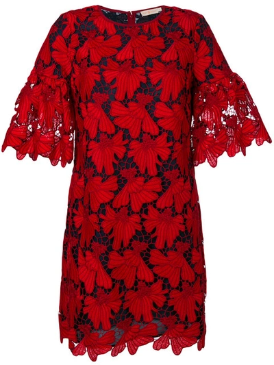 Tory Burch Nicola Half-sleeve Lace Shift Dress In Red Volcano