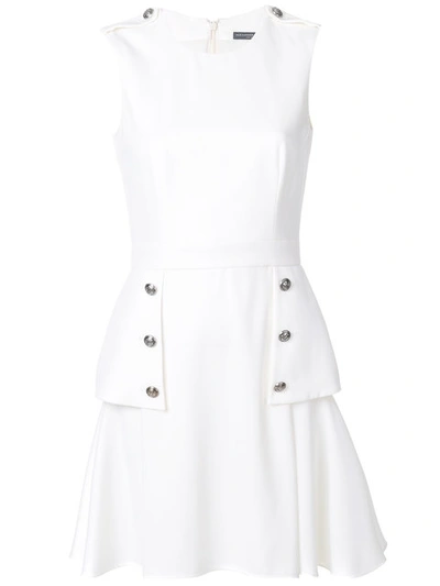 Alexander Mcqueen Sleeveless Wool Grain De Poudre Mini Dress In Off-white