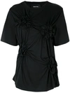 Simone Rocha Smocked-front T-shirt In Black