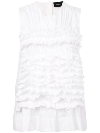 Simone Rocha Ruffled Sleeveless Cotton Blouse In White
