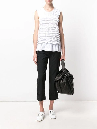 Shop Simone Rocha Gathered Sleeveless Shirt - White
