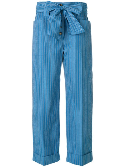 Tory Burch Robin Cropped Trousers In Blue