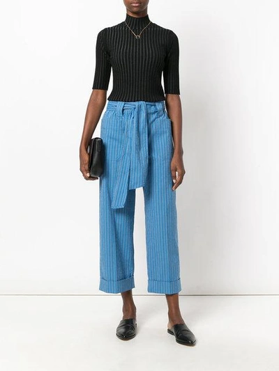Shop Tory Burch Robin Cropped Pants In Blue