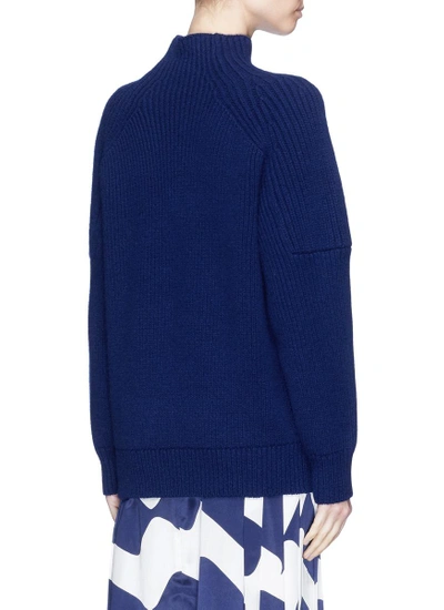 Shop Victoria Beckham Oversized Wool Cable Knit Poloneck Sweater