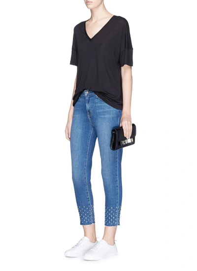 Shop L Agence 'angelique' Studded Cuff Cropped Jeans