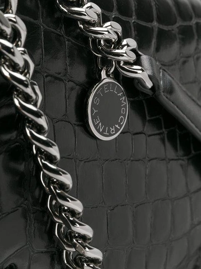 Shop Stella Mccartney Crocodile-embossed Falabella Box Shoulder Bag - Black