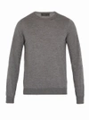 Prada Crew-neck Cashmere-blend Sweater In Dark Grey