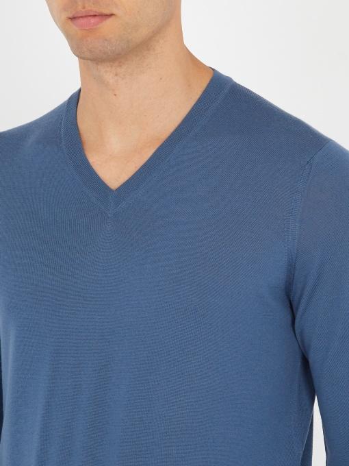 Brunello Cucinelli V-neck Wool And Cashmere-blend Sweater In Blue ...
