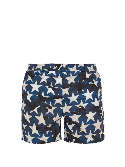Valentino Camustars-print Swim Shorts In Blue Multi