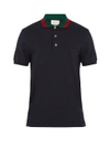 Gucci Stretch-cotton Piqué Polo Shirt In Navy