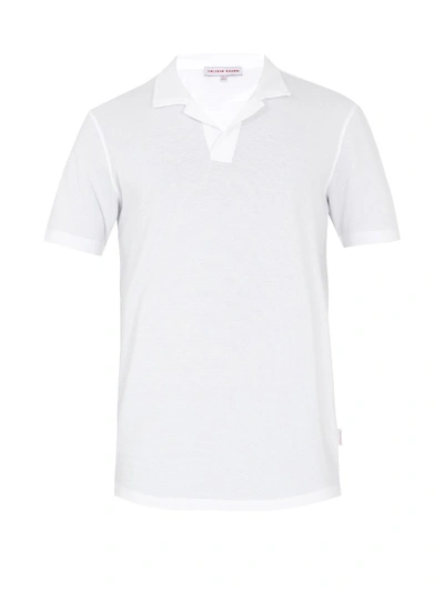 Orlebar Brown Massey Waffle Cotton Polo Shirt In White