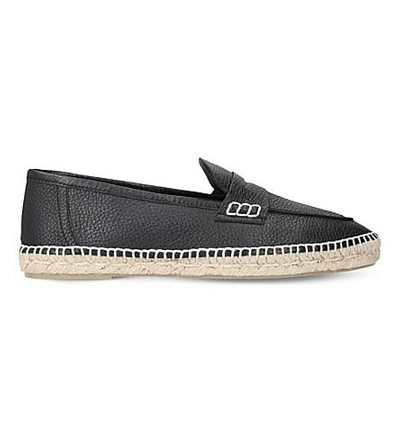 Shop Loewe Loafer Leather And Jute Espadrille In Black