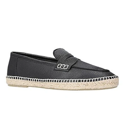 Shop Loewe Loafer Leather And Jute Espadrille In Black