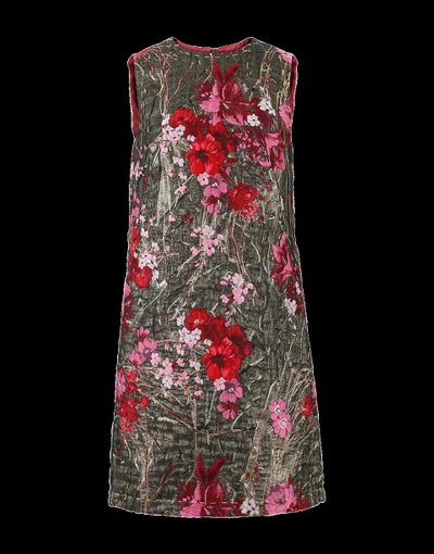 Shop Dolce & Gabbana Lurex Jacquard Shift Dress In Floral