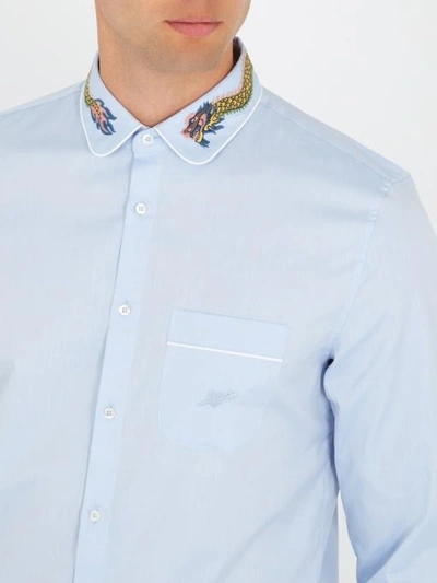Gucci Dragon-embroidered Cotton Shirt in White for Men