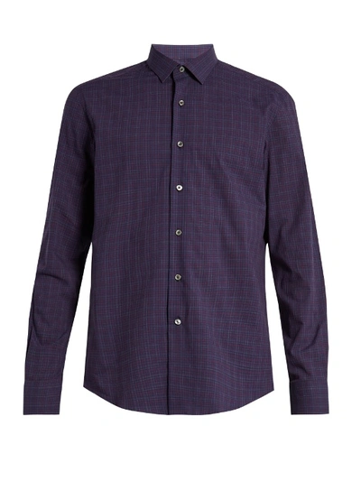 Lanvin Single-cuff Checked Cotton Shirt In Purple