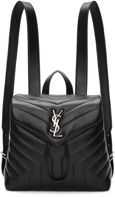 Shop Saint Laurent Black Small Monogram Loulou Backpack