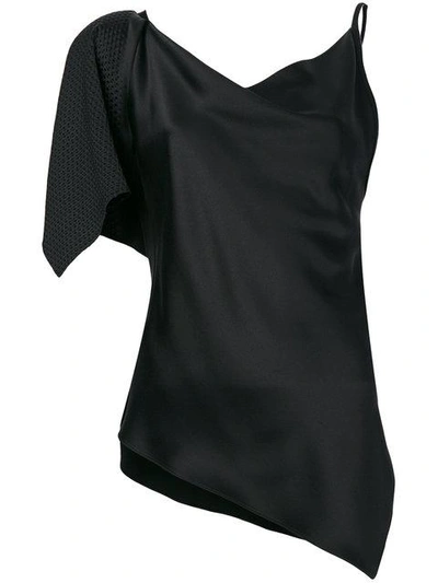 Shop Area One Shoulder Flared Top - Black