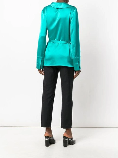 Shop Area Ruffle-front Blouse In Green