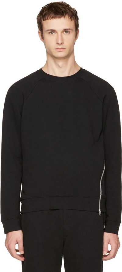 Shop Mcq By Alexander Mcqueen Black Twisted Zip Sweatshirt