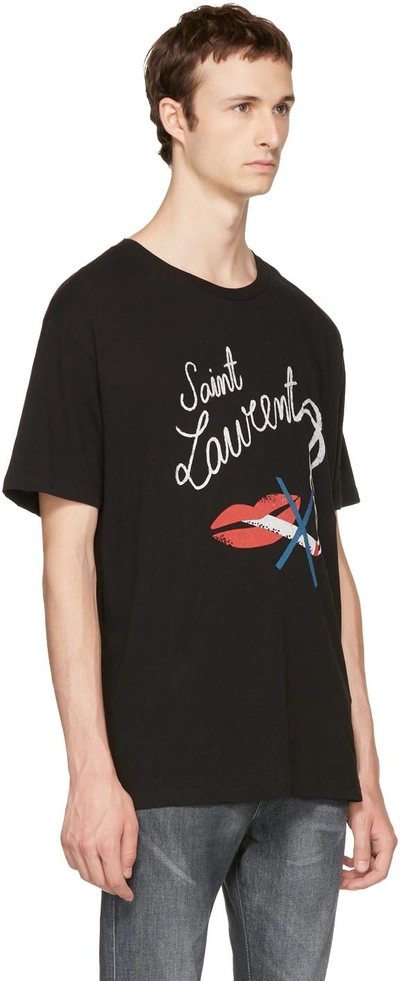 Shop Saint Laurent Black 'bouche' Logo T-shirt