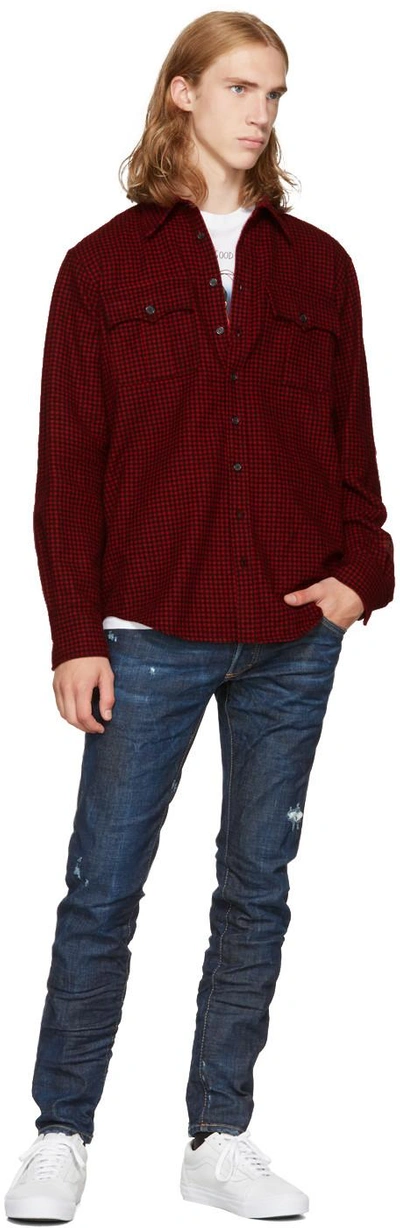 Shop Dsquared2 Red & Black Check Canada Hiking Shirt