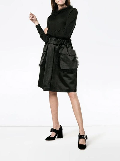Shop Simone Rocha Fur Trimmed Knee-length Skirt
