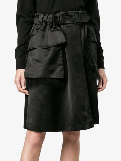 Shop Simone Rocha Fur Trimmed Knee-length Skirt