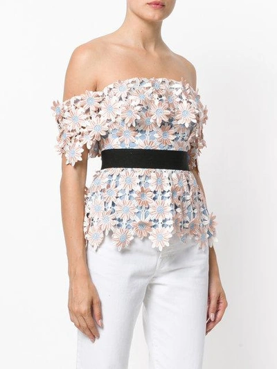 Shop Self-portrait Off-the-shoulder Blouse In Pink