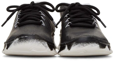 Shop Maison Margiela Black & Silver Painted Runner Sneakers